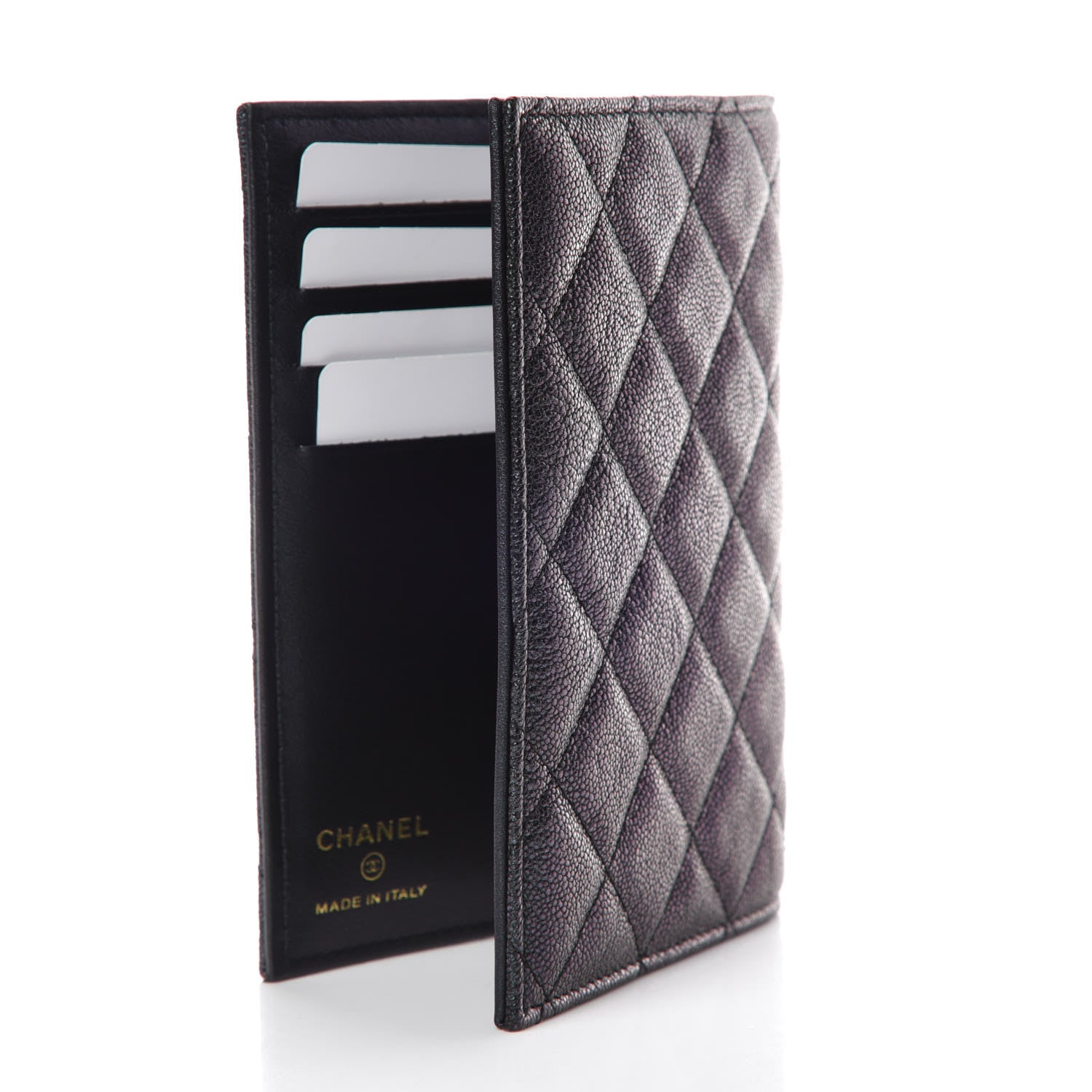 Chanel Iridescent Caviar Quilted Passport Holder Black 3 of 8