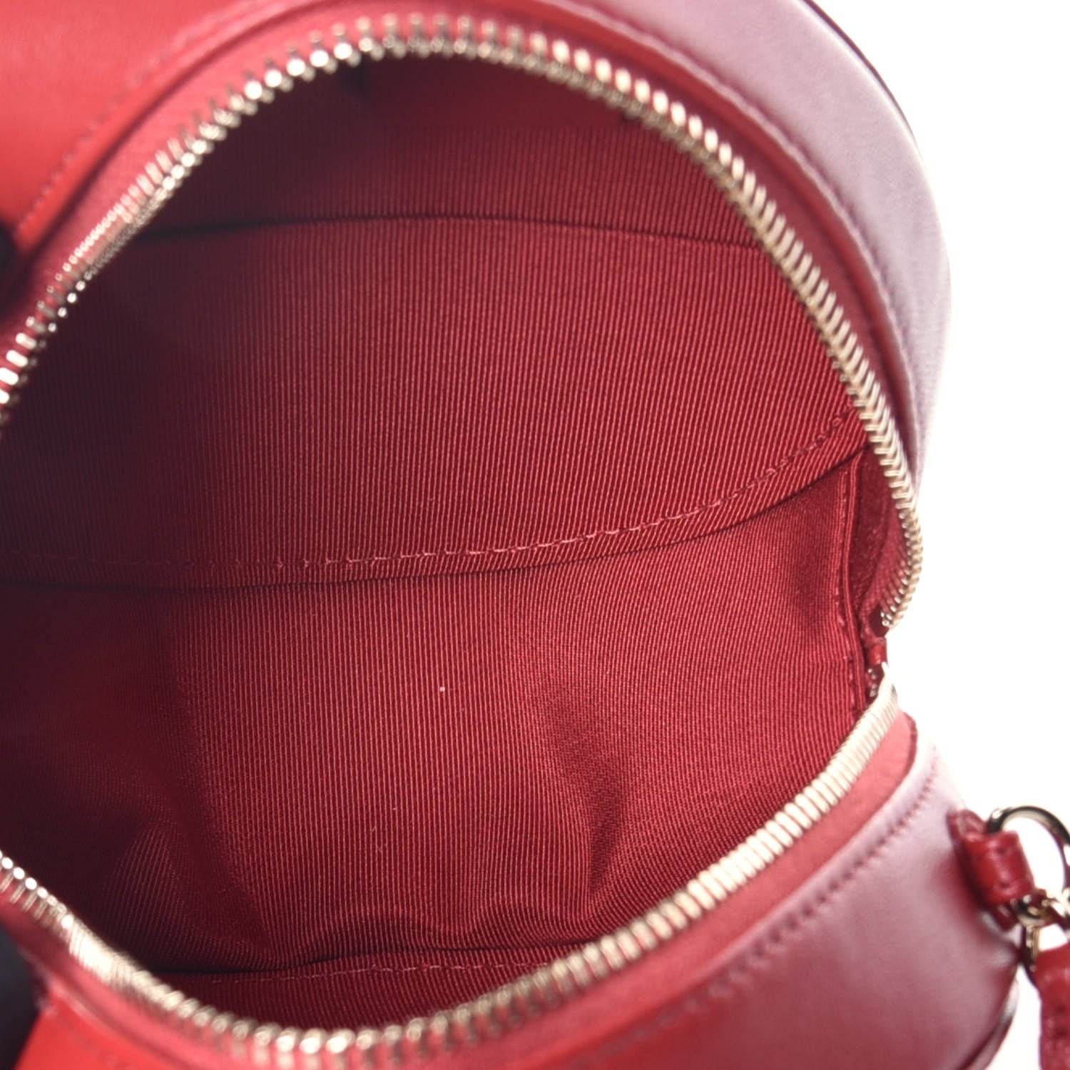 Chanel Lambskin Quilted Round Clutch With Chain Red 5 of 9