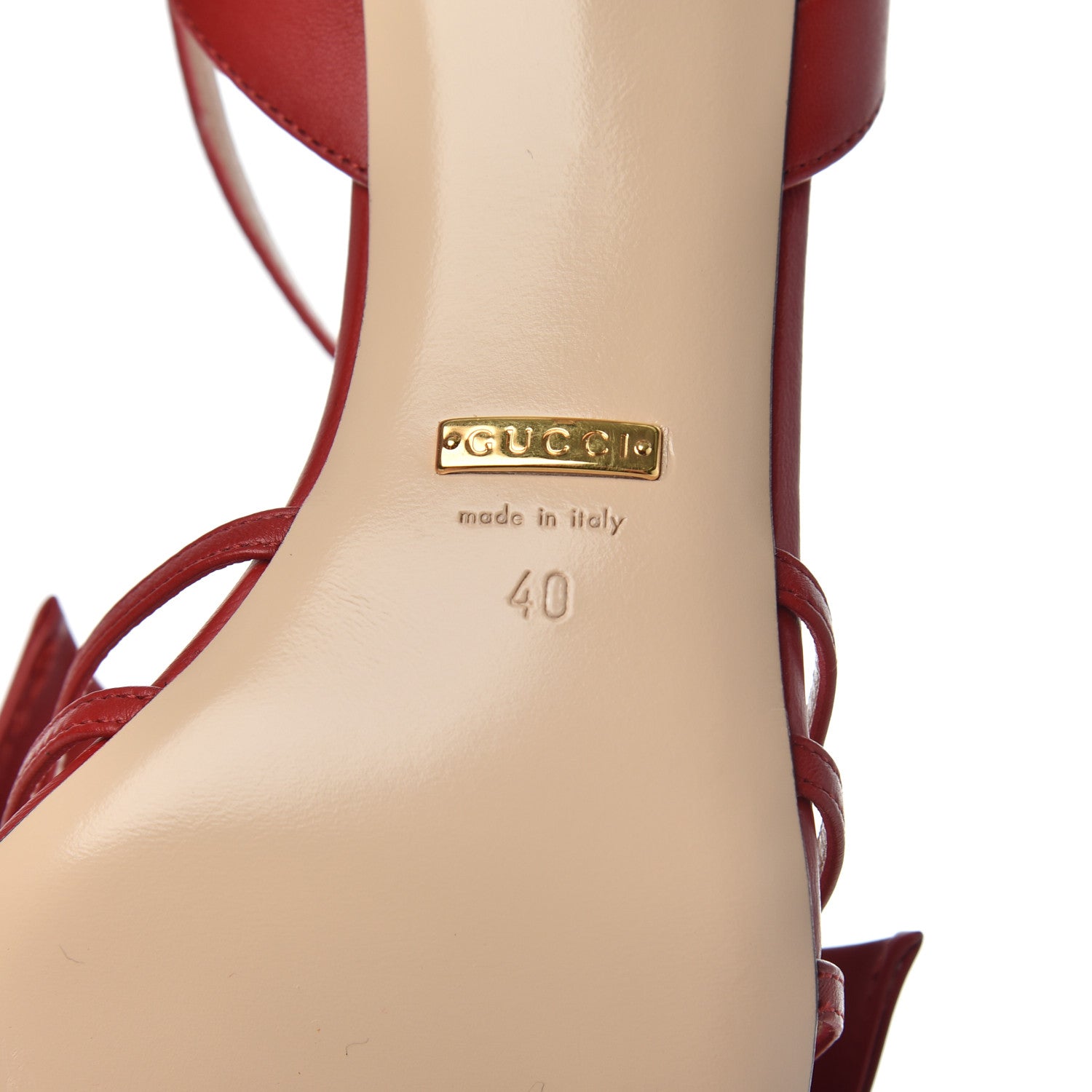 Gucci Nappa Queen Margaret Mid Heel Sandals 40 Hibiscus Red 7 of 11