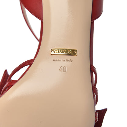 Gucci Nappa Queen Margaret Mid Heel Sandals 40 Hibiscus Red 7 of 11