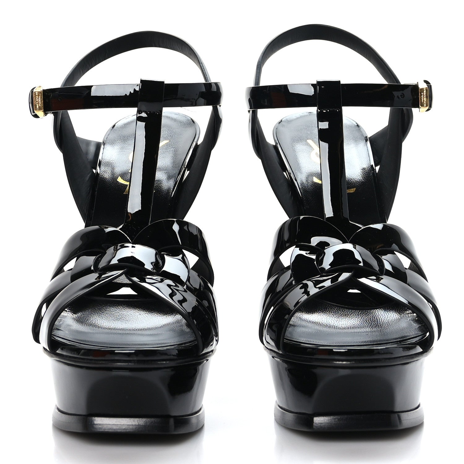 Saint Laurent Patent Tribute 105 Platform Sandals 37 Black 2 of 7