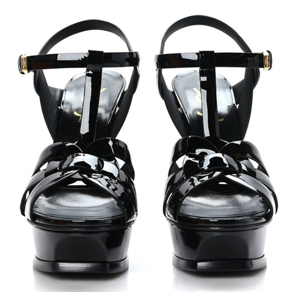Saint Laurent Patent Tribute 105 Platform Sandals 37 Black 2 of 7