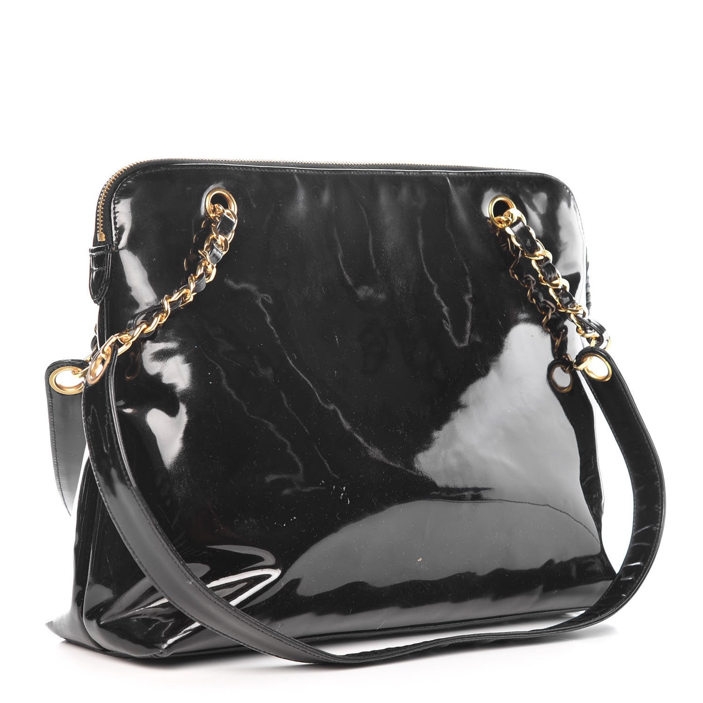 Patent CC Shoulder Bag Black