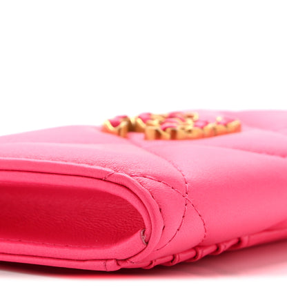 Chanel Lambskin Quilted Chanel 19 Zip Card Holder Pink 9 of 10