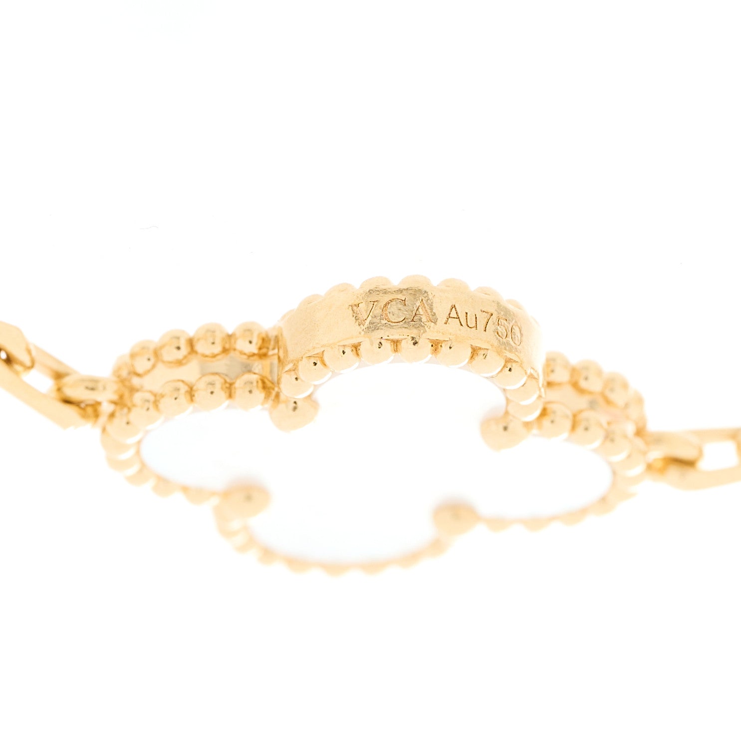 Van Cleef & Arpels 18K Yellow Gold Mother of Pearl 5 Motifs Vintage Alhambra Bracelet 4 of 5