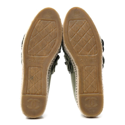 Chanel Suede Camellia CC Espadrilles 38 Khaki 5 of 9