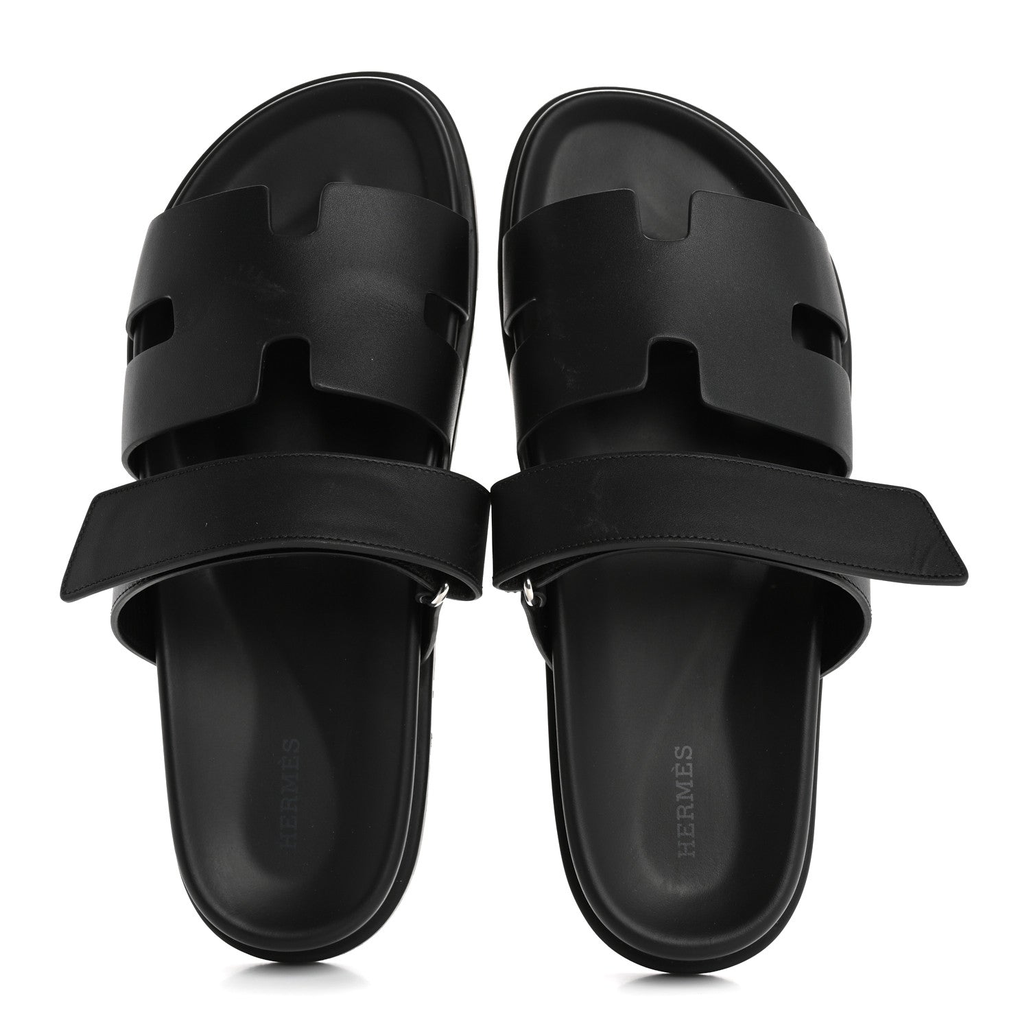 Hermes Calfskin Mens Chypre Sandals 43 Black 2 of 10