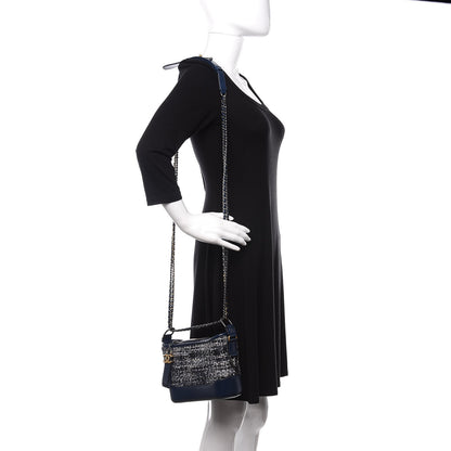 Chanel Tweed Calfskin Small Gabrielle Hobo Blue 2 of 11