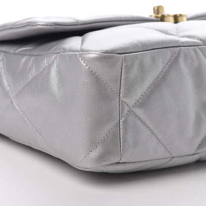 Chanel Metallic Goatskin Quilted Large 19 Flap Silver 8 of 10