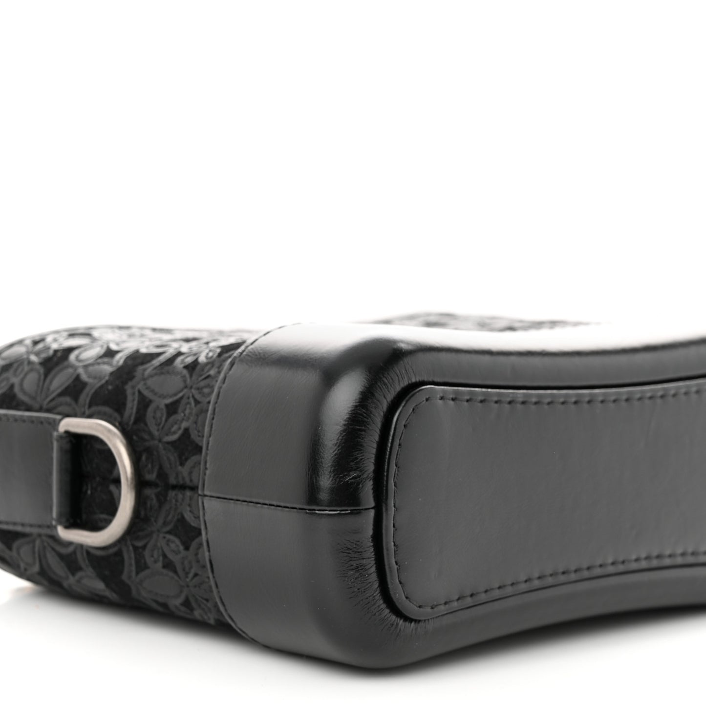 Calfskin Wool Felt Embossed Small Gabrielle Logo Hobo Black