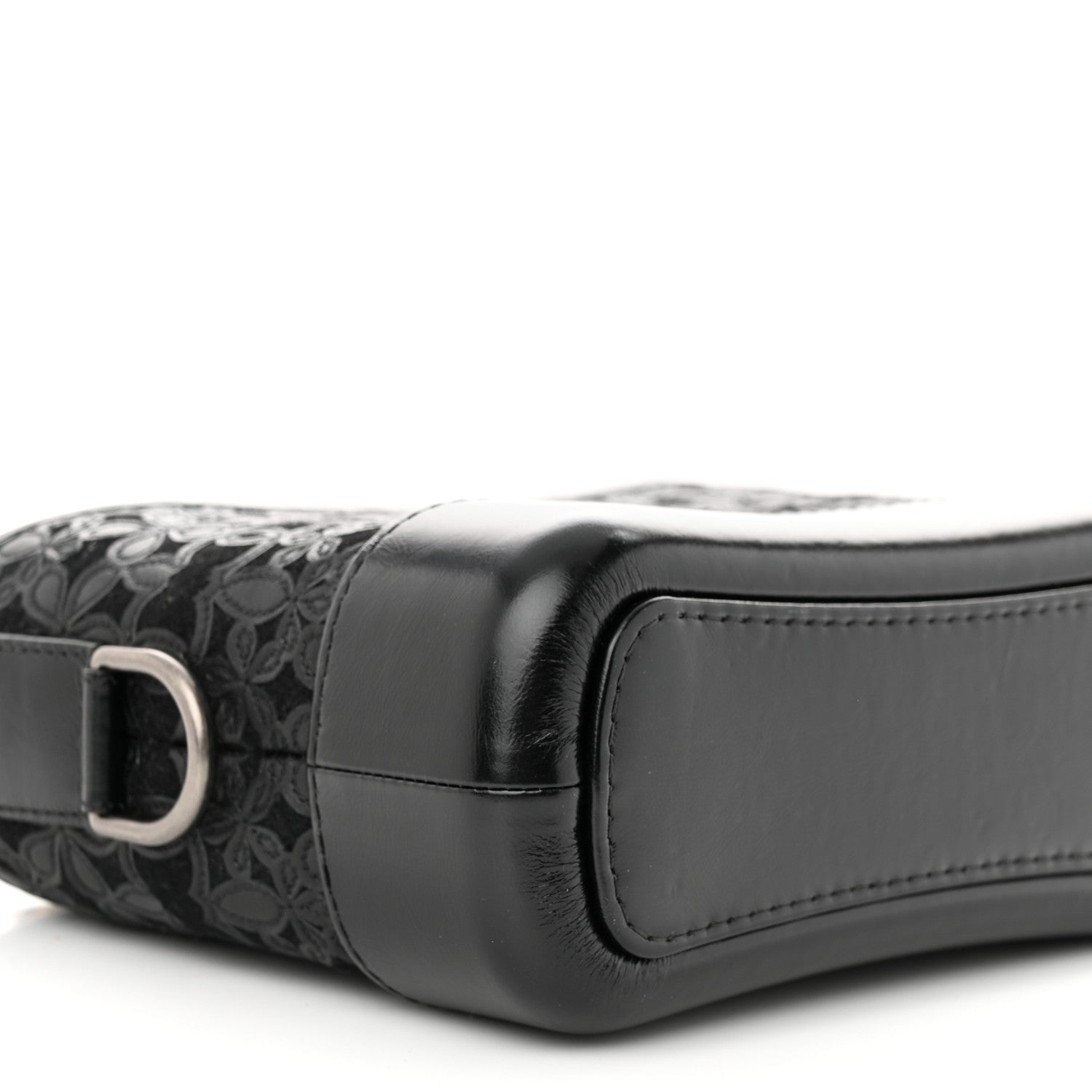 Chanel Calfskin Wool Felt Embossed Small Gabrielle Logo Hobo Black 9 of 10