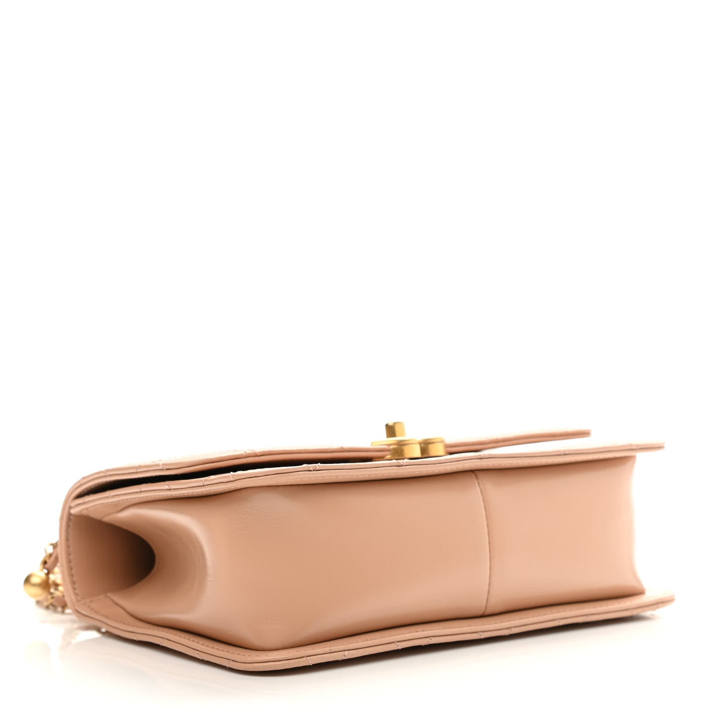 Calfskin Quilted Perfect Fit Flap Beige