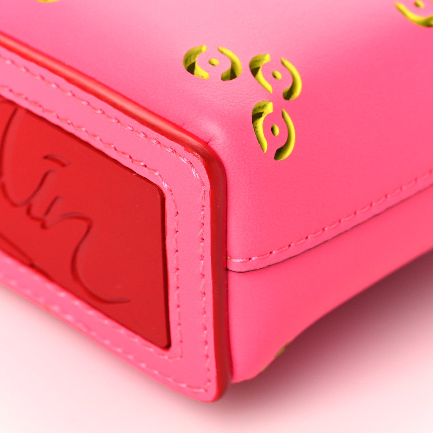 Christian Louboutin Calfskin Perforated Cabata Tote Pink Red 9 of 10