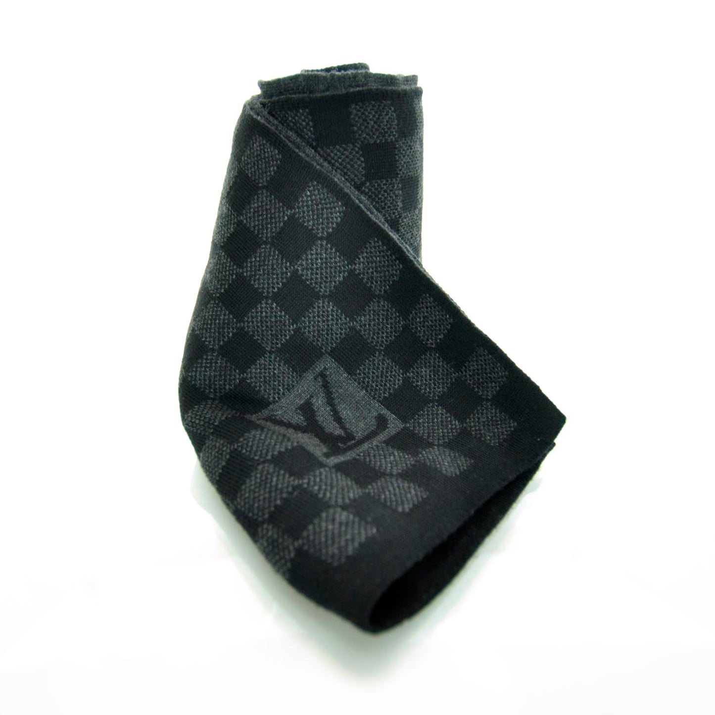 Petit Damier Black Knit Wool Scarf