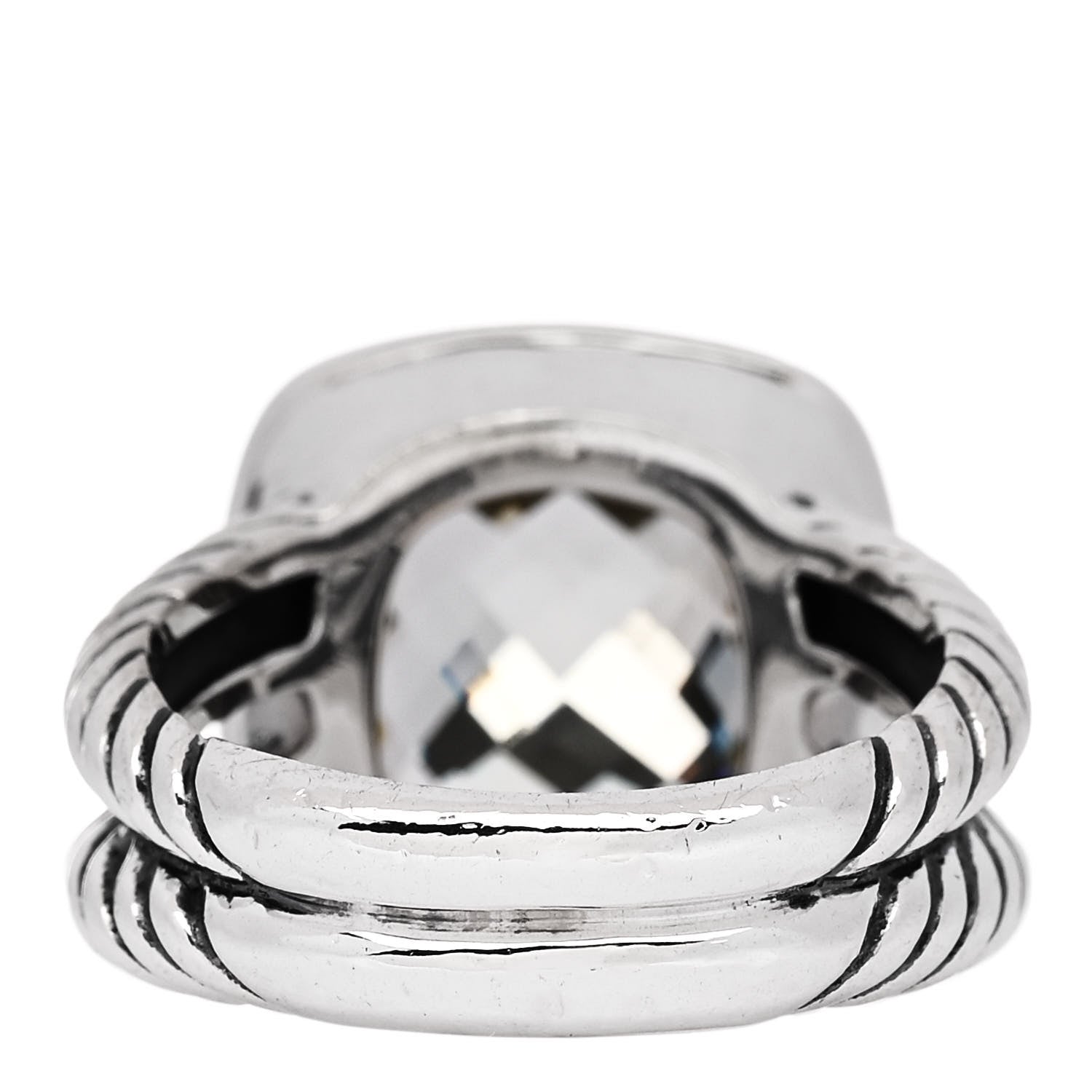 David Yurman Sterling Silver Diamond Prasiolite 11mm Albion Ring 55 7.25 4 of 5