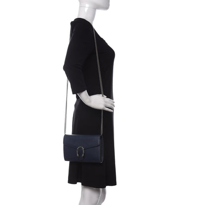 Gucci Dollar Calfskin Crystal Mini Dionysus Chain Wallet Blue Agata Black Diamond 2 of 11