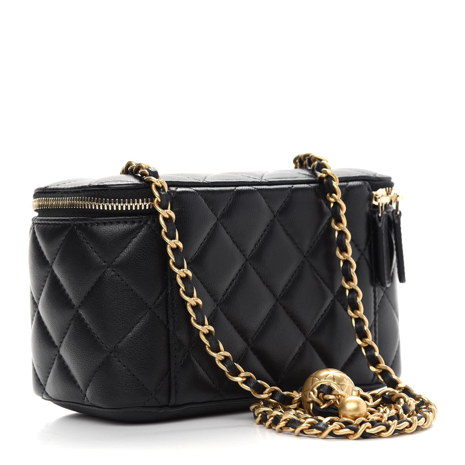 Chanel Lambskin Quilted Pearl Crush Small Vanity Case With Chain Black 3 of 9