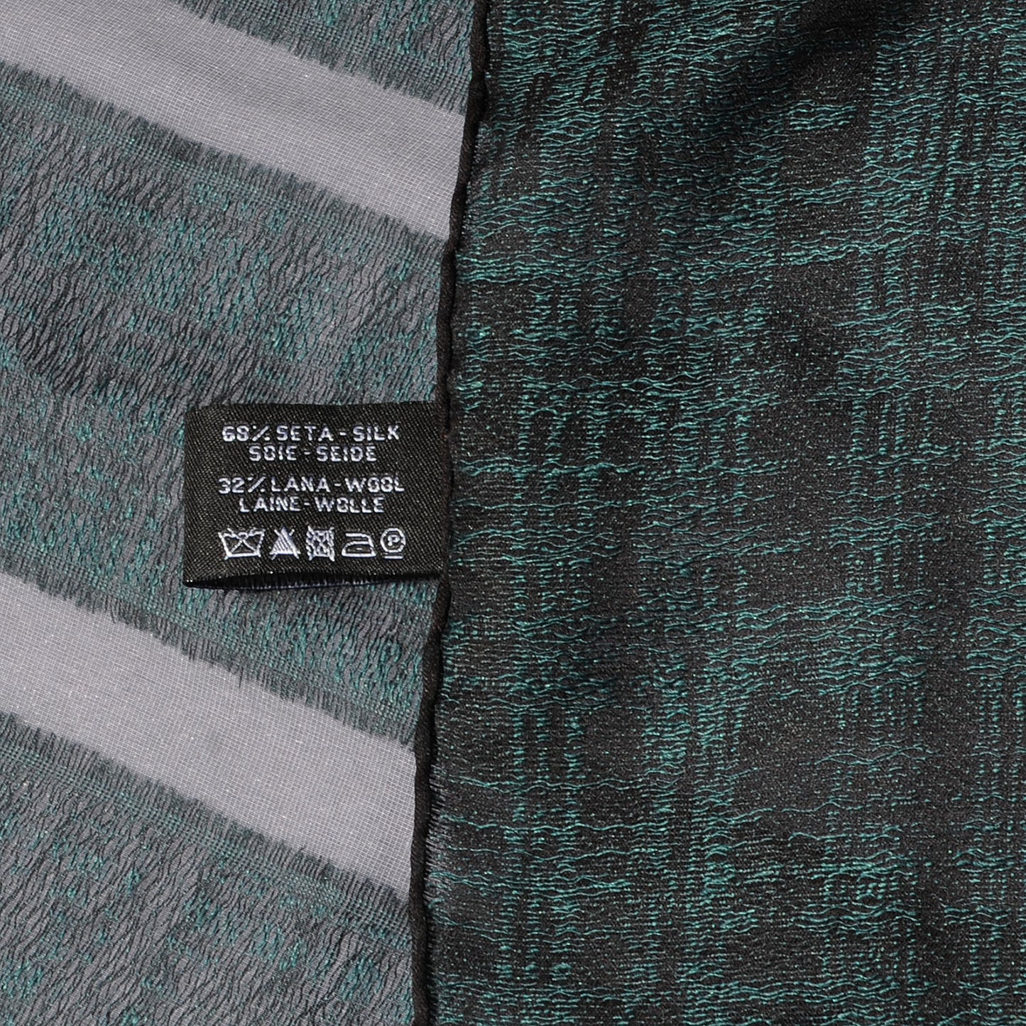 Wool Silk Tweed CC Logo Scarf Green Black