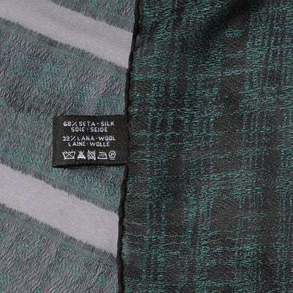 Chanel Wool Silk Tweed CC Logo Scarf Green Black 4 of 5