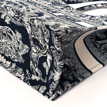 Christian Dior Canvas Embroidered Medium Toile De Jouy Reverse Book Tote Blue 9 of 10