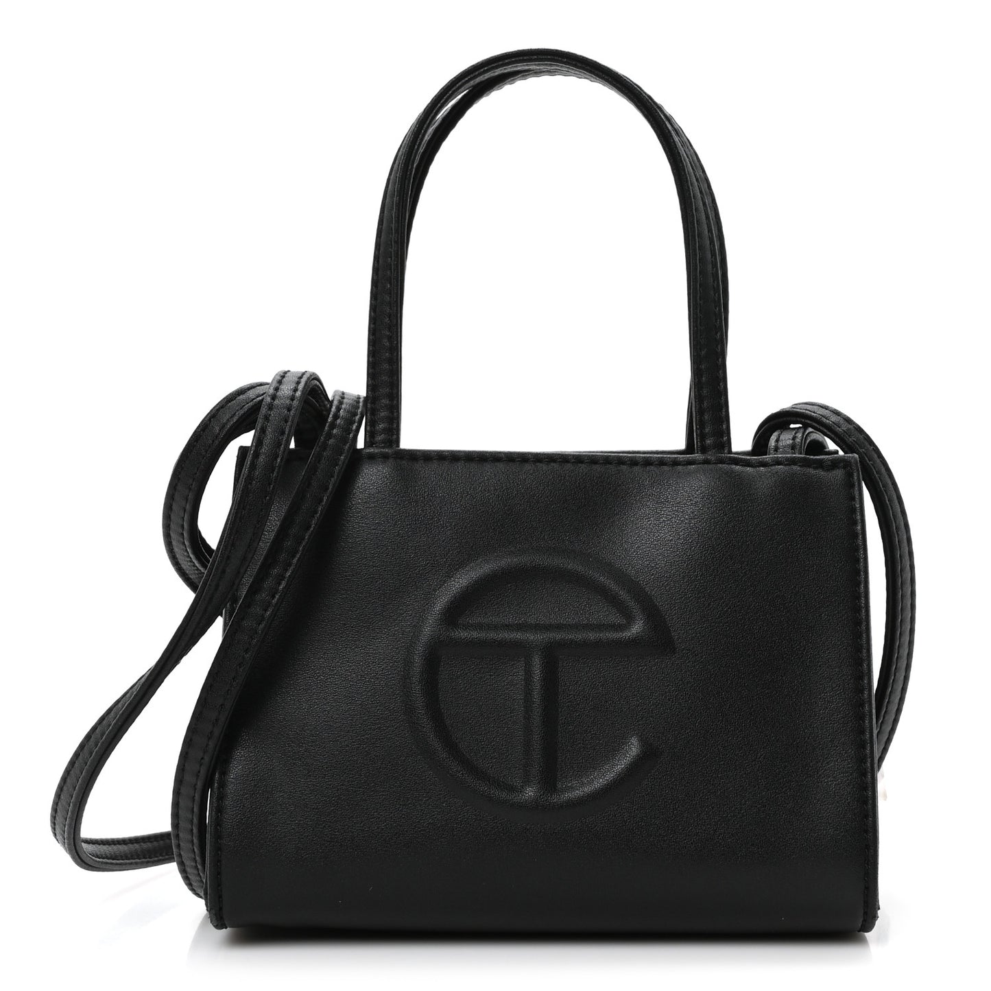 Vegan Leather Small Shopping Bag Black