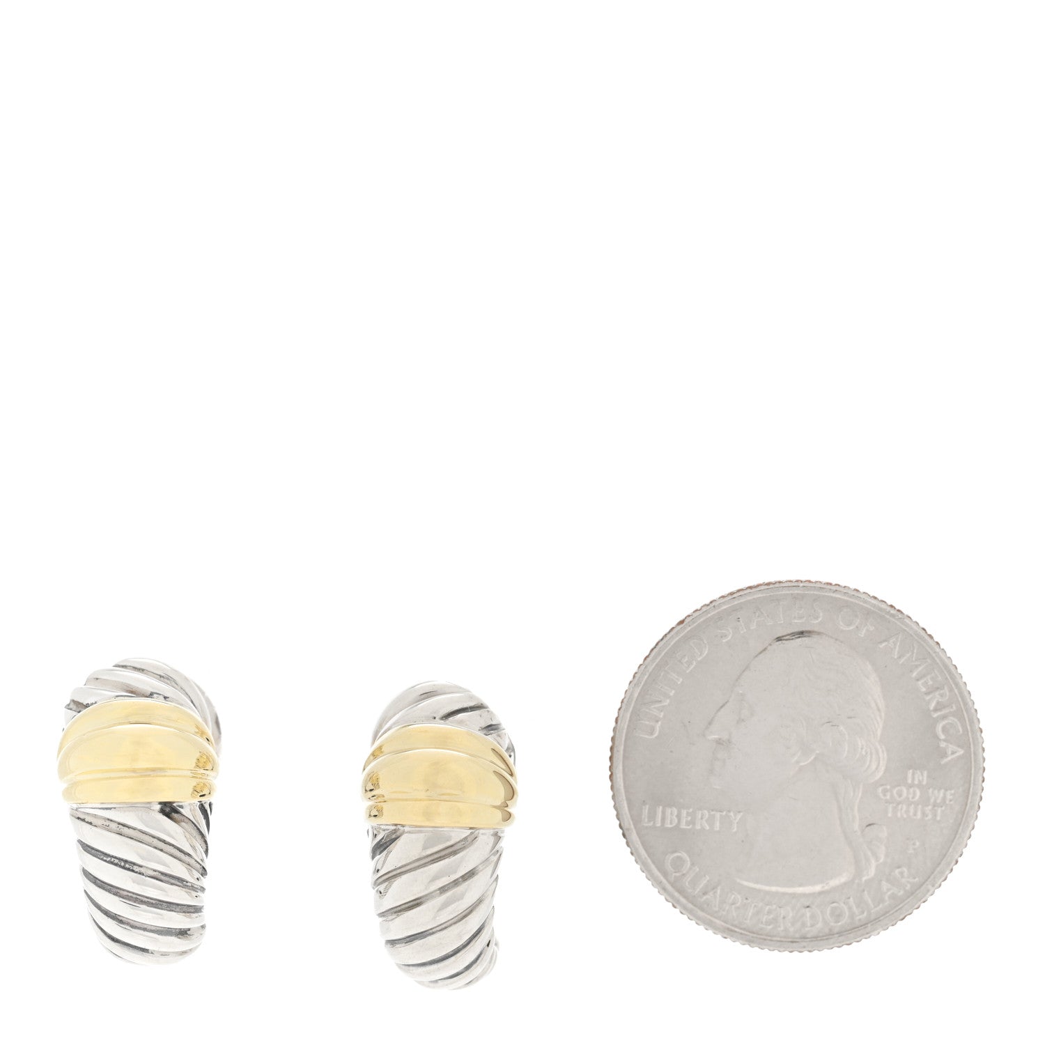 David Yurman Sterling Silver 14K Yellow Gold Thoroughbred Shrimp Earrings 2 of 5