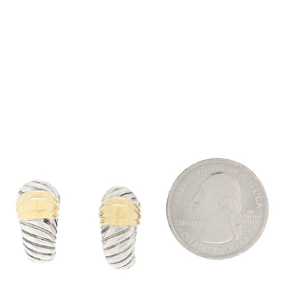 David Yurman Sterling Silver 14K Yellow Gold Thoroughbred Shrimp Earrings 2 of 5