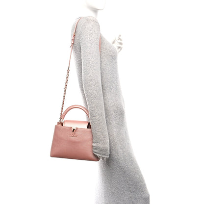 Louis Vuitton Metallic Taurillon Capucines BB Pearly Pink 2 of 9