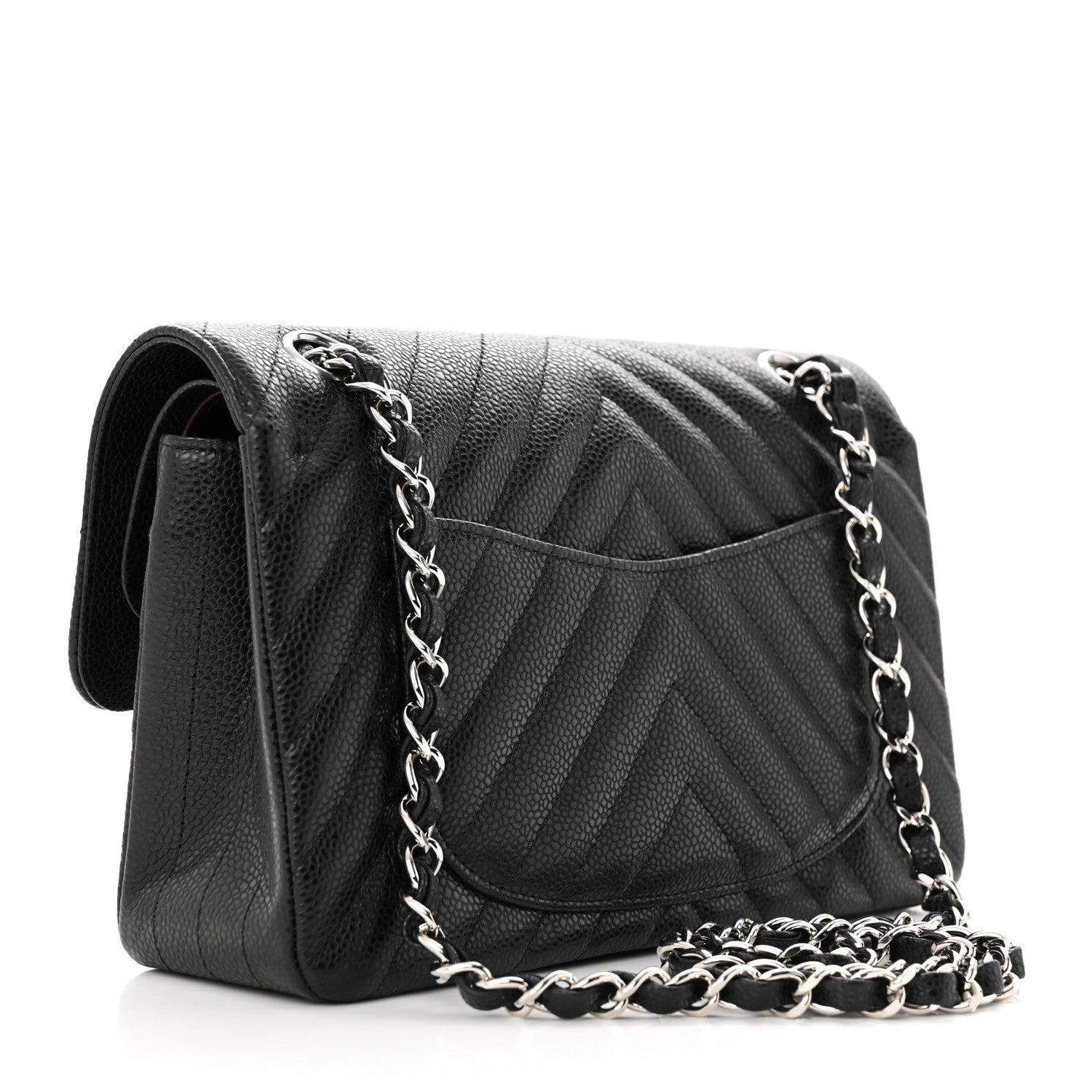 Chanel Caviar Chevron Quilted Small Double Flap Black 3 of 11