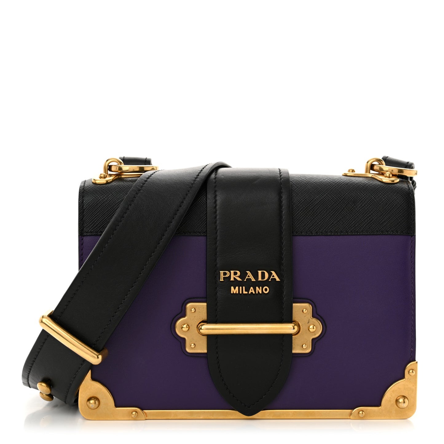 City Calfskin Saffiano Cahier Bag Purple Black