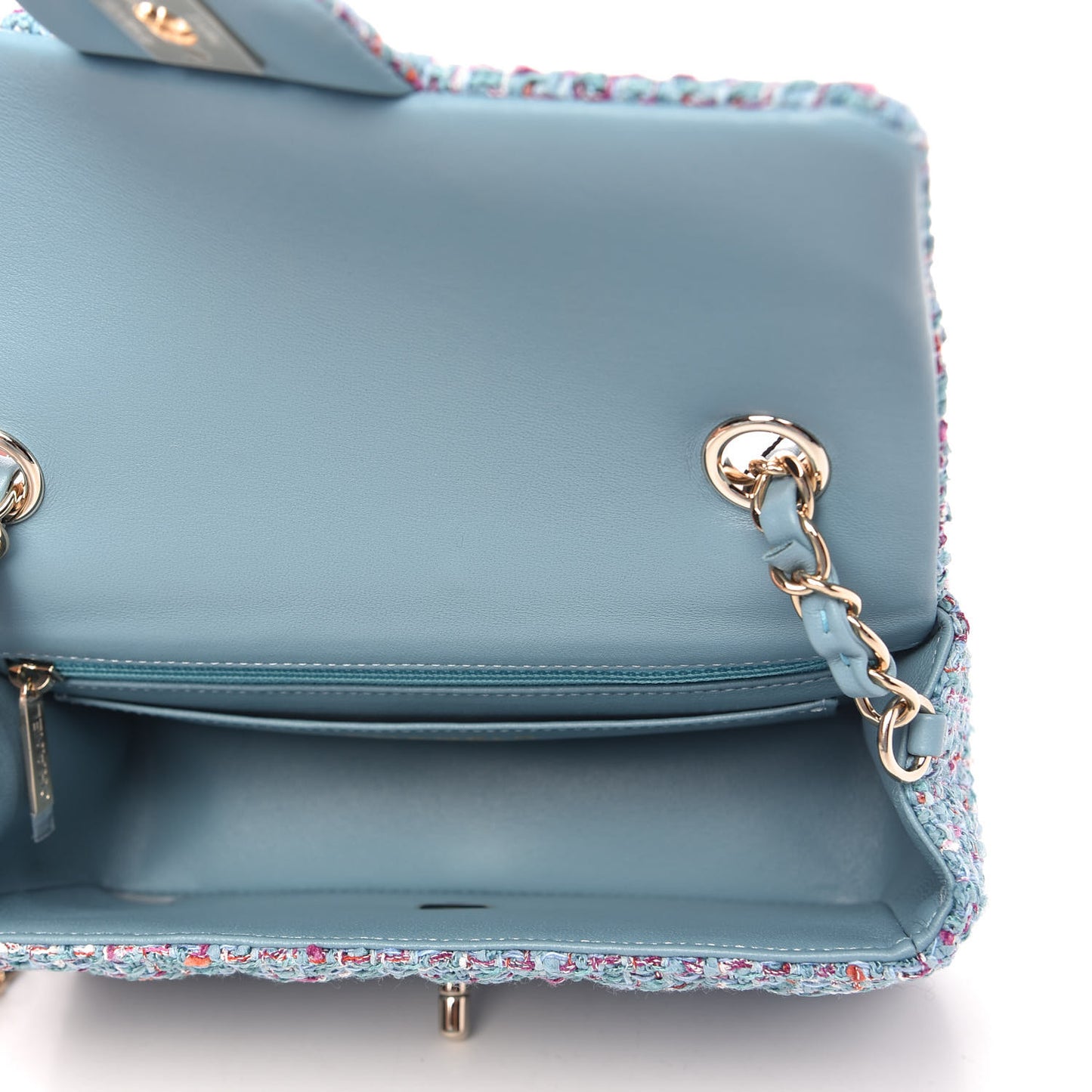 Tweed Quilted Mini Rectangular Flap Blue Multicolor