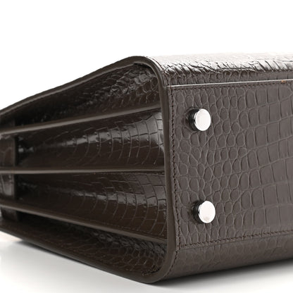 Saint Laurent Calfskin Crocodile Embossed Baby Sac De Jour Dark Brown 8 of 9