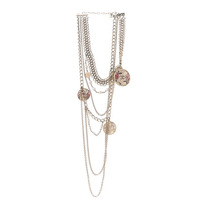 Chanel Resin Pearl Metal CC Camellia Multi Strand Chain Necklace Pink Gold 3 of 4