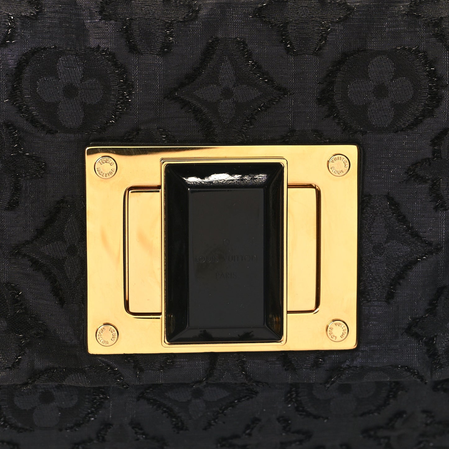 Lurex Quilted Monogram Altair Clutch  Black