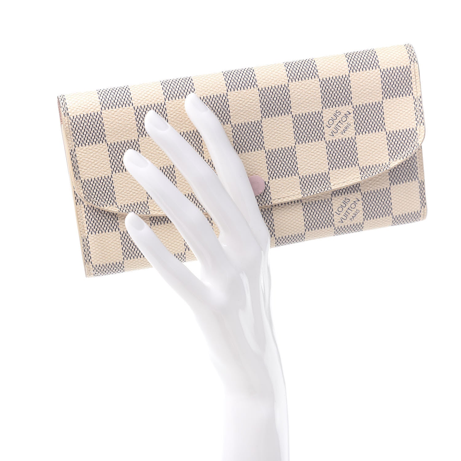 Louis Vuitton Damier Azur Emilie Wallet Rose Ballerine 2 of 8