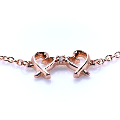 Tiffany 18K Rose Gold Diamond Double Loving Heart Bracelet 4 of 6
