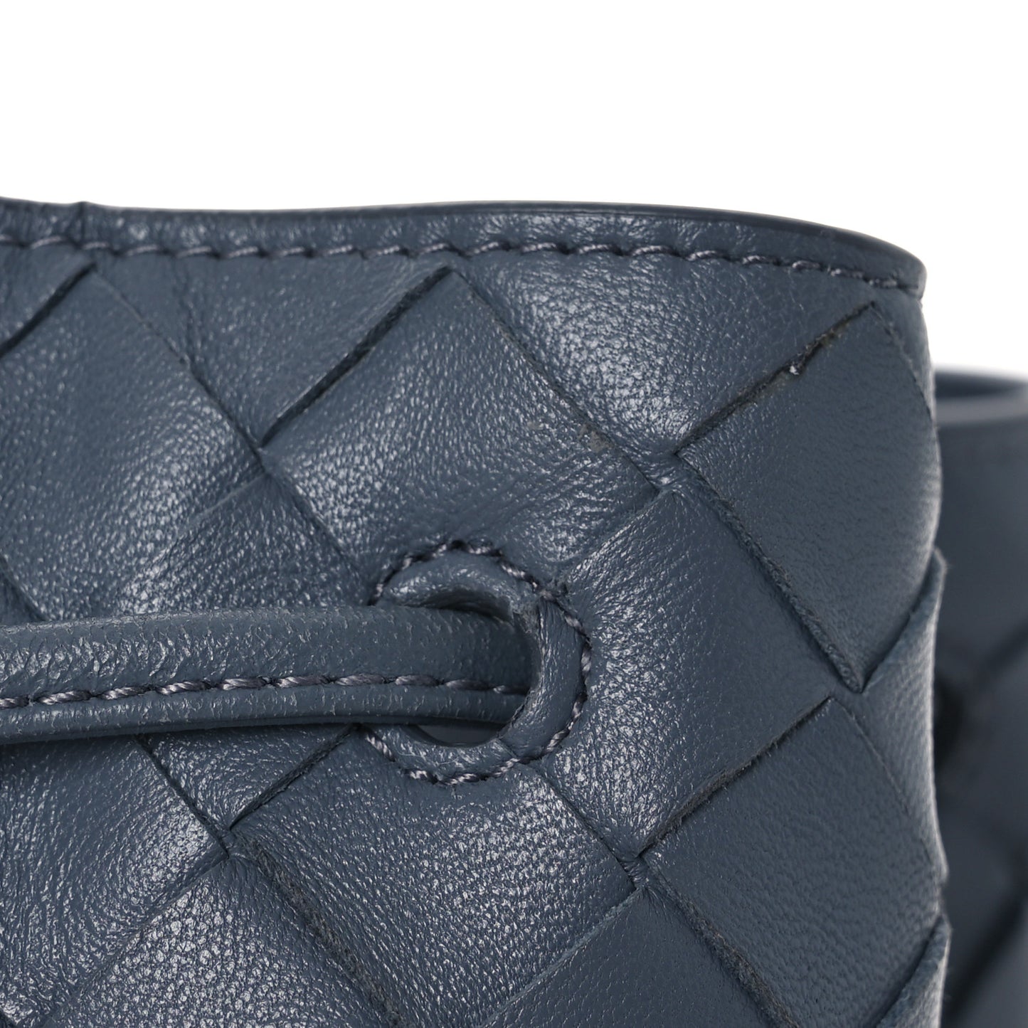Nappa Intrecciato Small Drawstring Bucket Bag Thunder