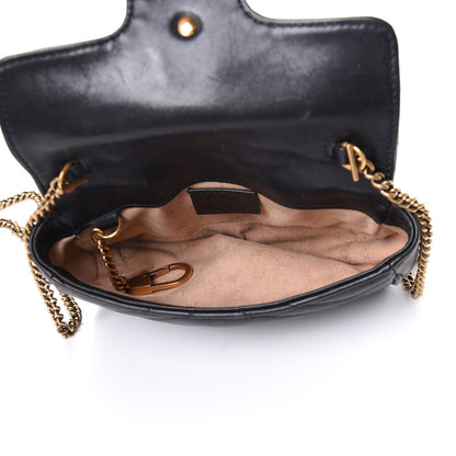 Gucci Calfskin Matelasse Super Mini GG Marmont Shoulder Bag Black 4 of 4