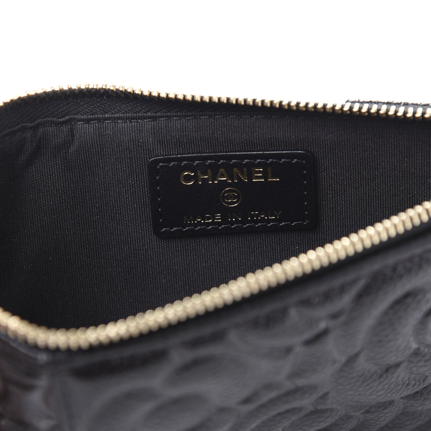 Caviar Camellia Embossed Classic Flat Wallet Pouch Black