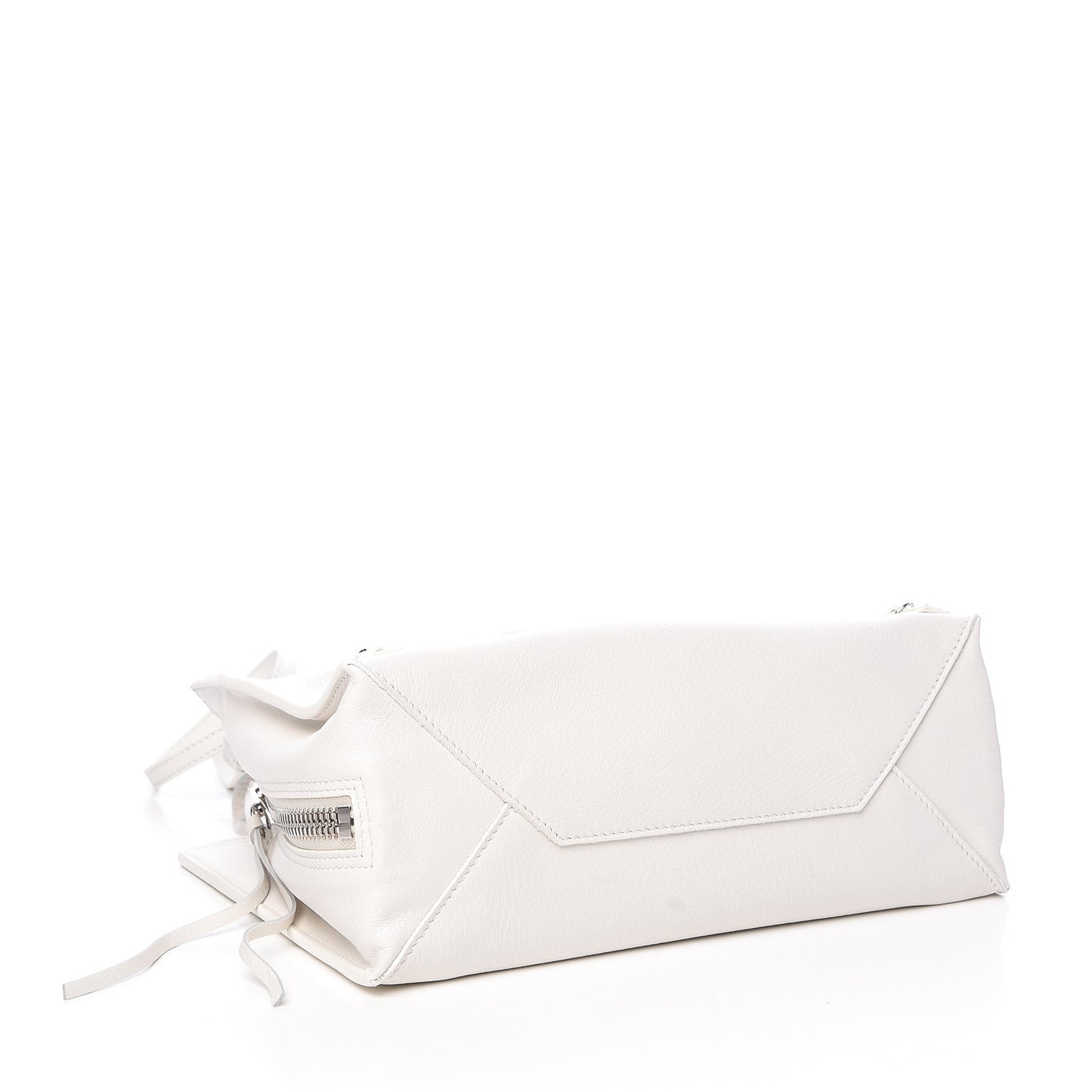 Grained Calfskin Papier Mini A4 Zip Around Tote White