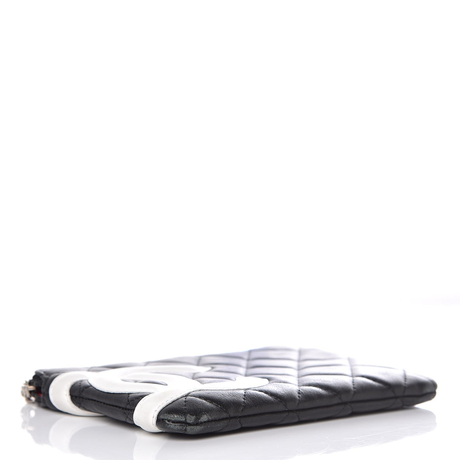 Chanel Calfskin Quilted Cambon Cosmetic Pouch Black White 4 of 12