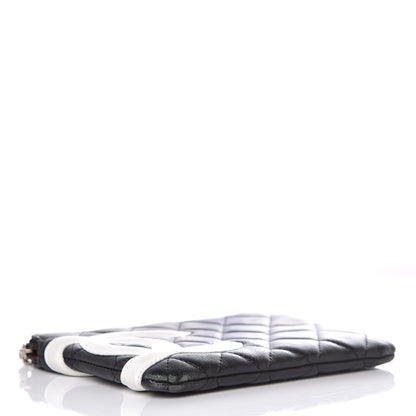 Chanel Calfskin Quilted Cambon Cosmetic Pouch Black White 4 of 12
