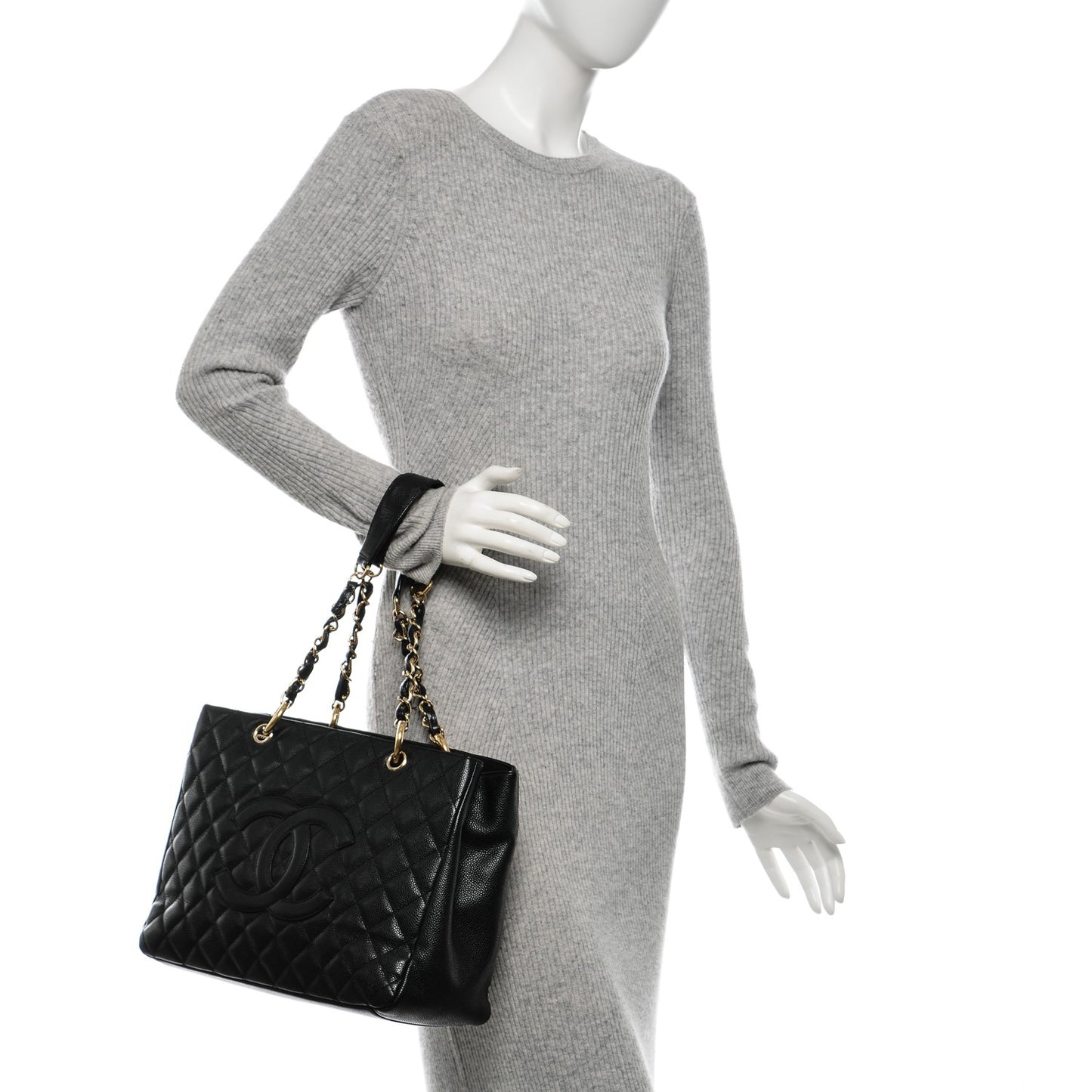 Caviar Quilted Grand Shopping Tote GST Black