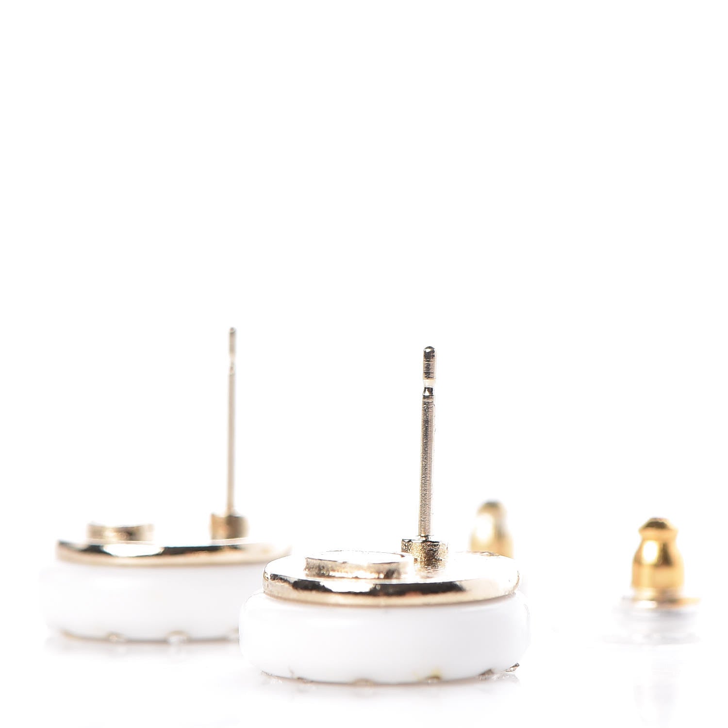 Chanel Resin Crystal La Pausa Stud Earrings White 4 of 5