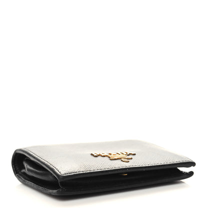 Prada Saffiano Metal Bi-Fold Wallet Black 4 of 11