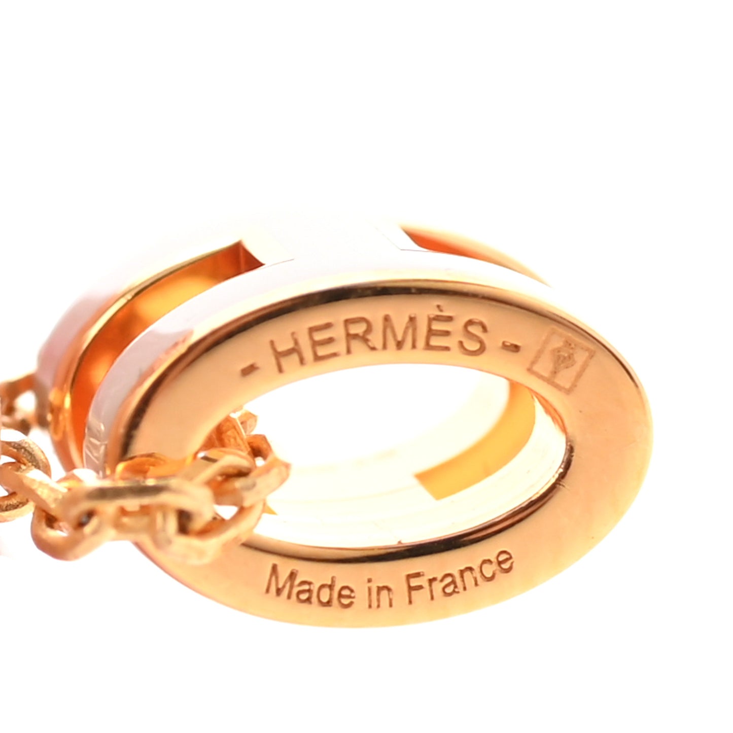 Lacquered Gold Mini Pop H Pendant Necklace Marron Glace