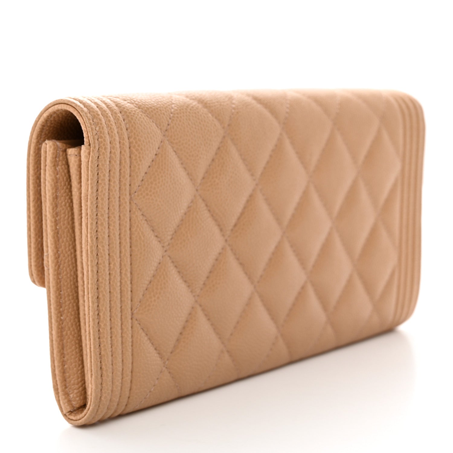 Chanel Caviar Quilted Large Boy Gusset Flap Wallet Beige 3 of 12