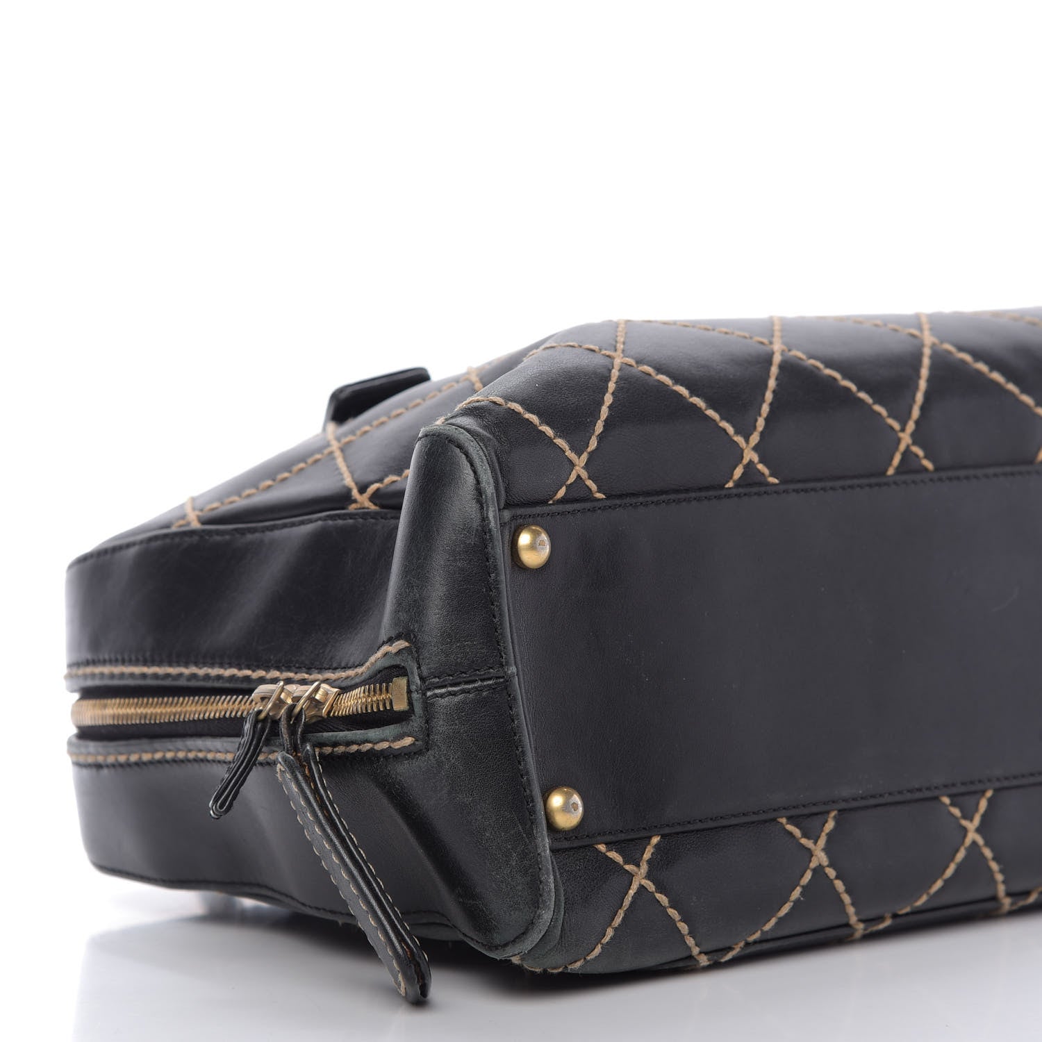 Chanel Calfskin Wild Stitch Top Handle Bag Black 6 of 11