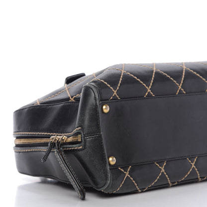 Chanel Calfskin Wild Stitch Top Handle Bag Black 6 of 11