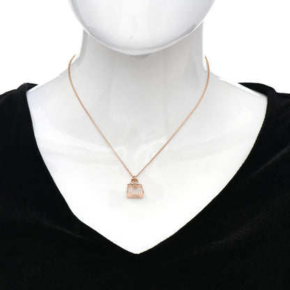 Hermes 18K Rose Gold Diamond Birkin Amulettes Pendant Necklace 2 of 5
